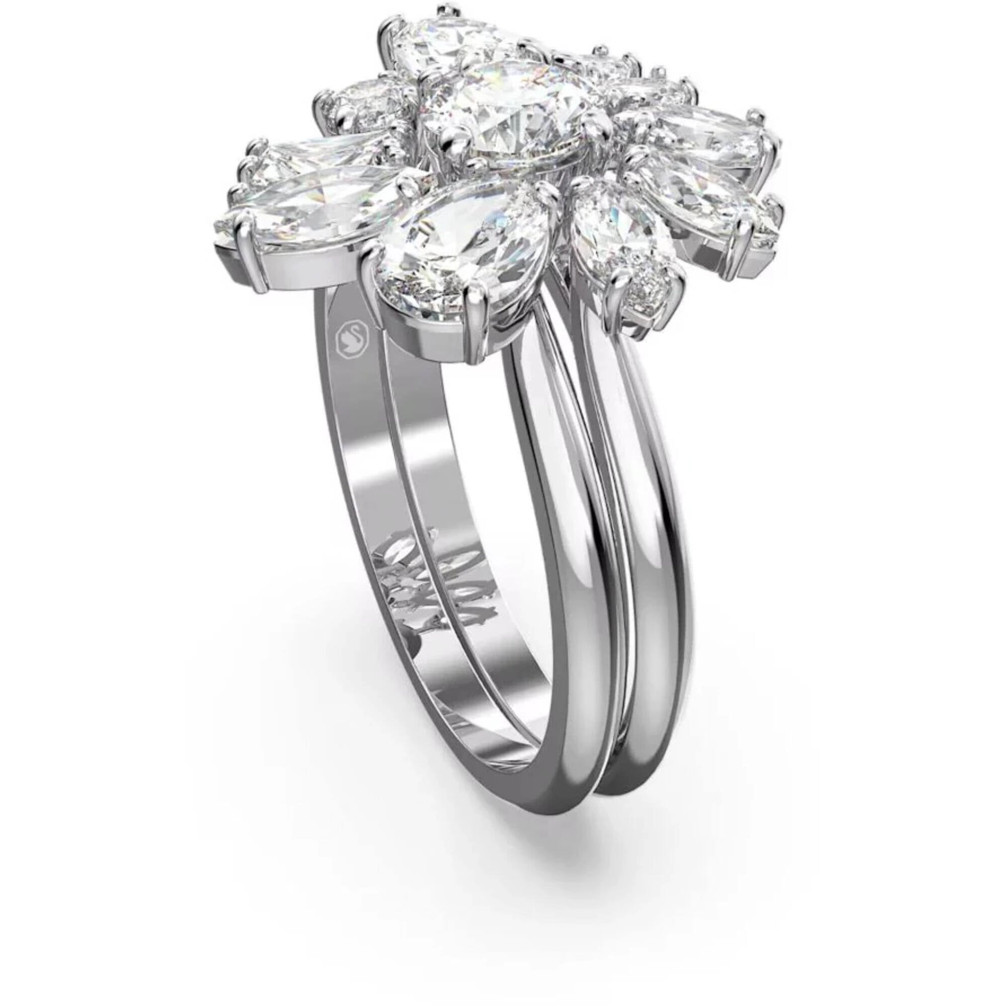 Swarovski Women's Ring - Gema Rhodium Plated with Clear Stones Cocktail | 5644661