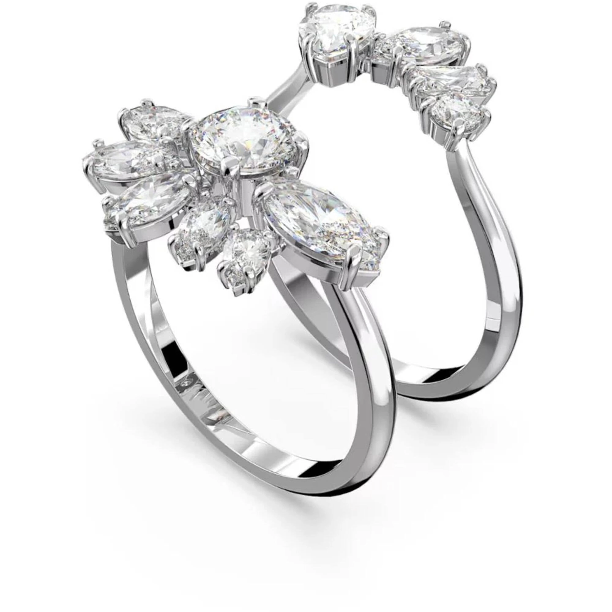 Swarovski Women's Ring - Gema Rhodium Plated with Clear Stones Cocktail | 5644661