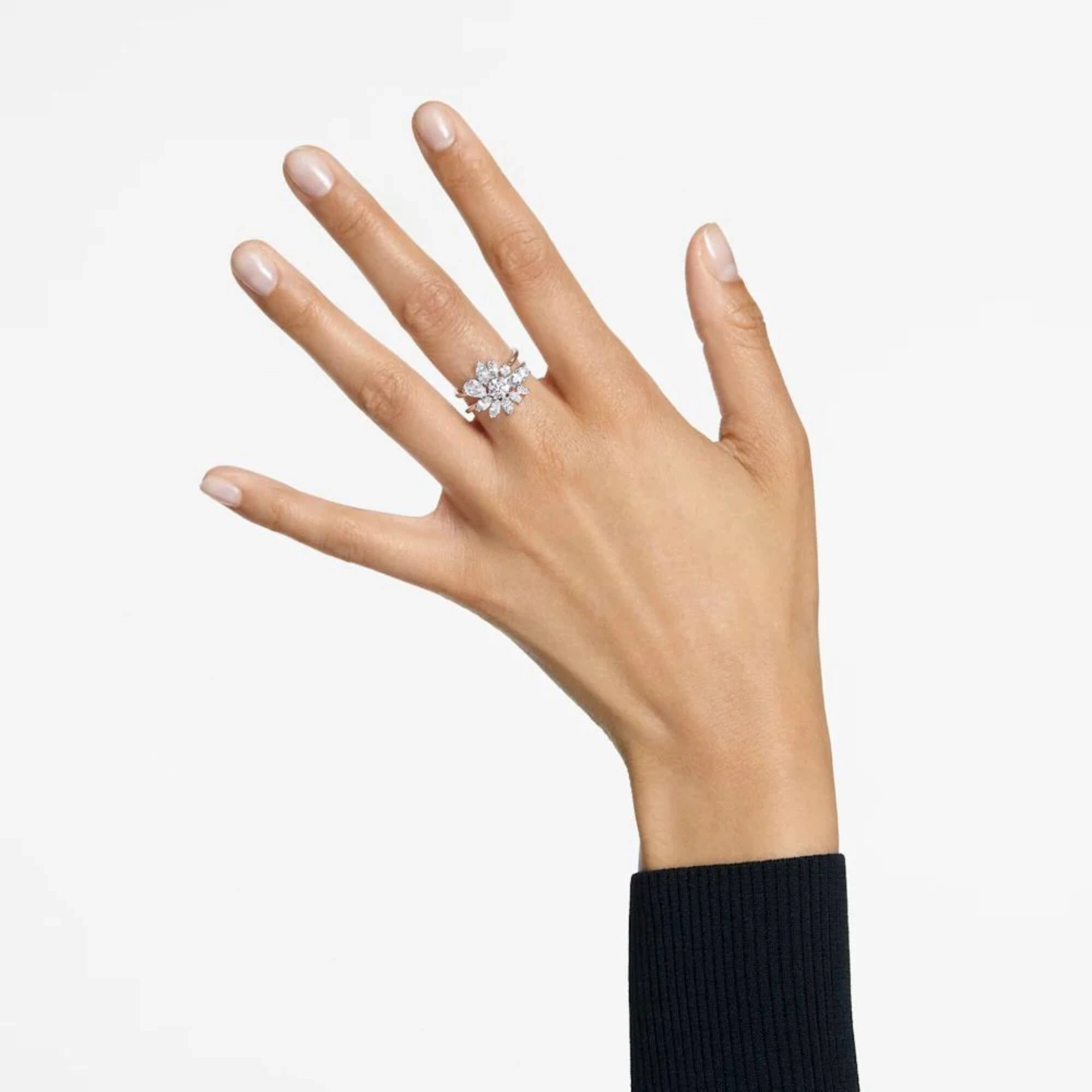 Swarovski Women's Ring - Gema Rhodium Plated with Clear Stones Cocktail | 5644661
