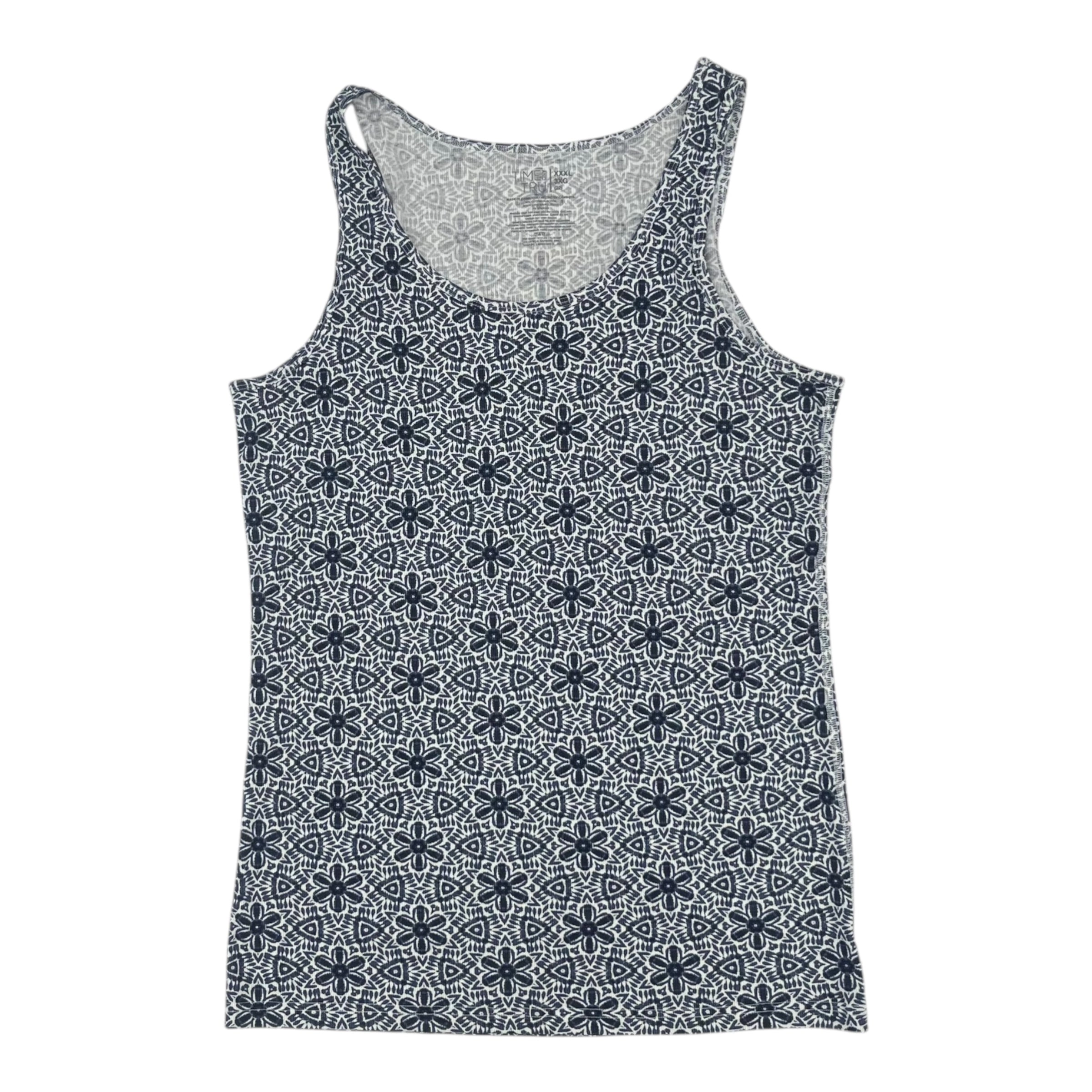 Tank Top By Time And Tru In Blue & White, Size:3X