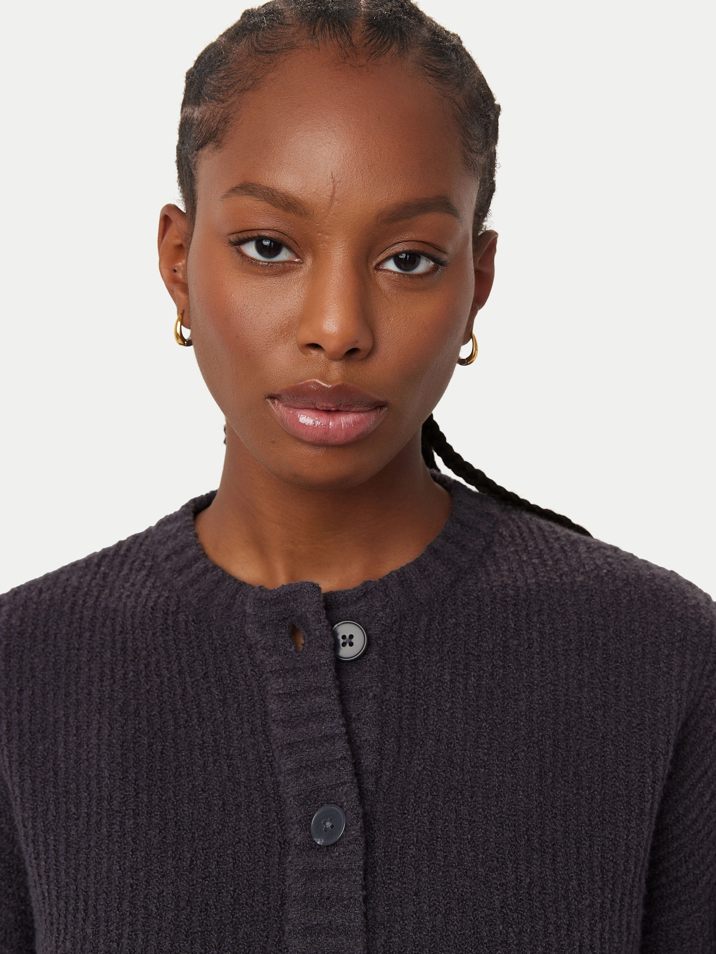 The Seawool® Crewneck Cardigan in Dark Grey