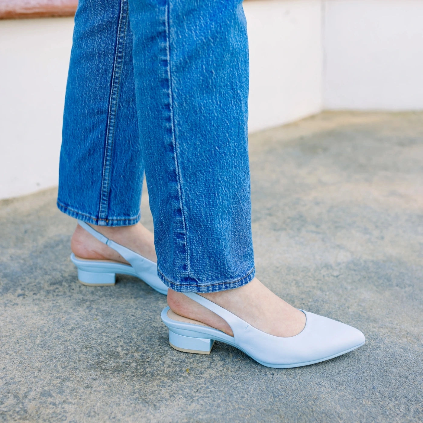 The Slingback - Baby Blue Leather