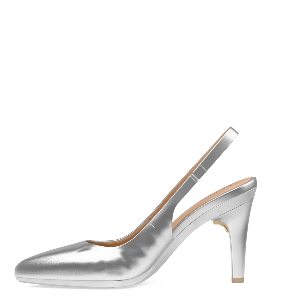 The Slingback - Matte Silver 4 Stiletto