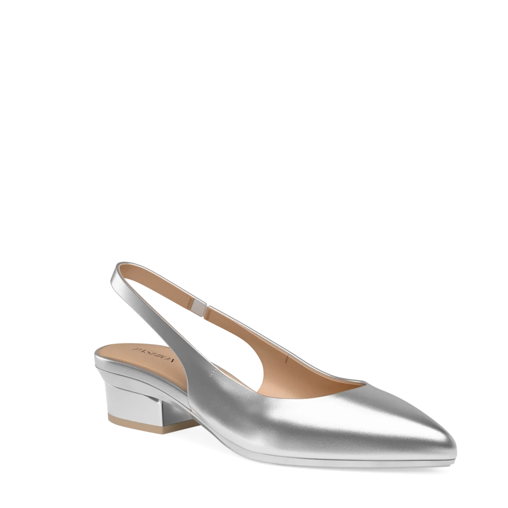 The Slingback - Matte Silver 4 Stiletto