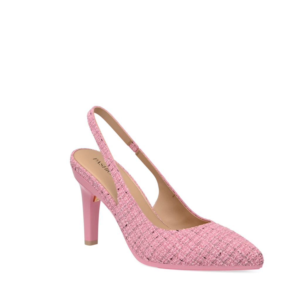 The Slingback - Pink Tweed 4 Stiletto