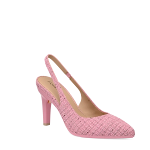 The Slingback - Pink Tweed 4 Stiletto