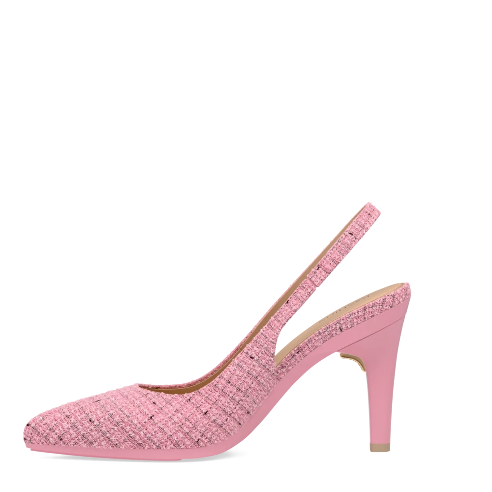 The Slingback - Pink Tweed 4 Stiletto