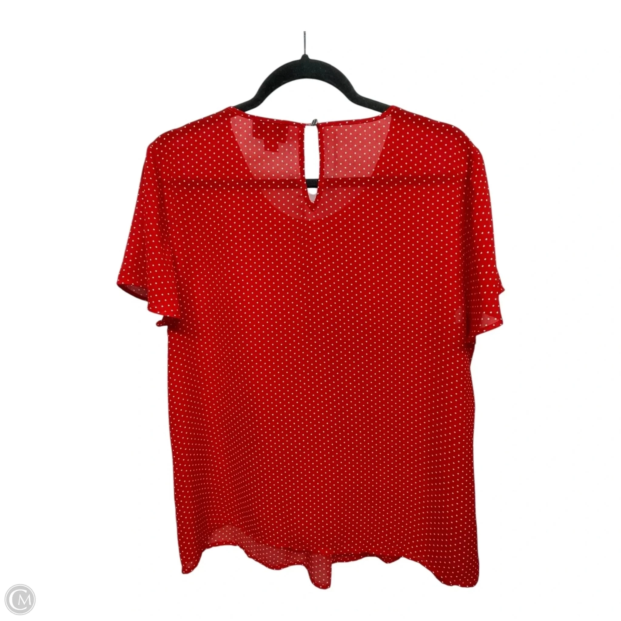 Top Short Sleeve By Cece In Polkadot Pattern, Size: L