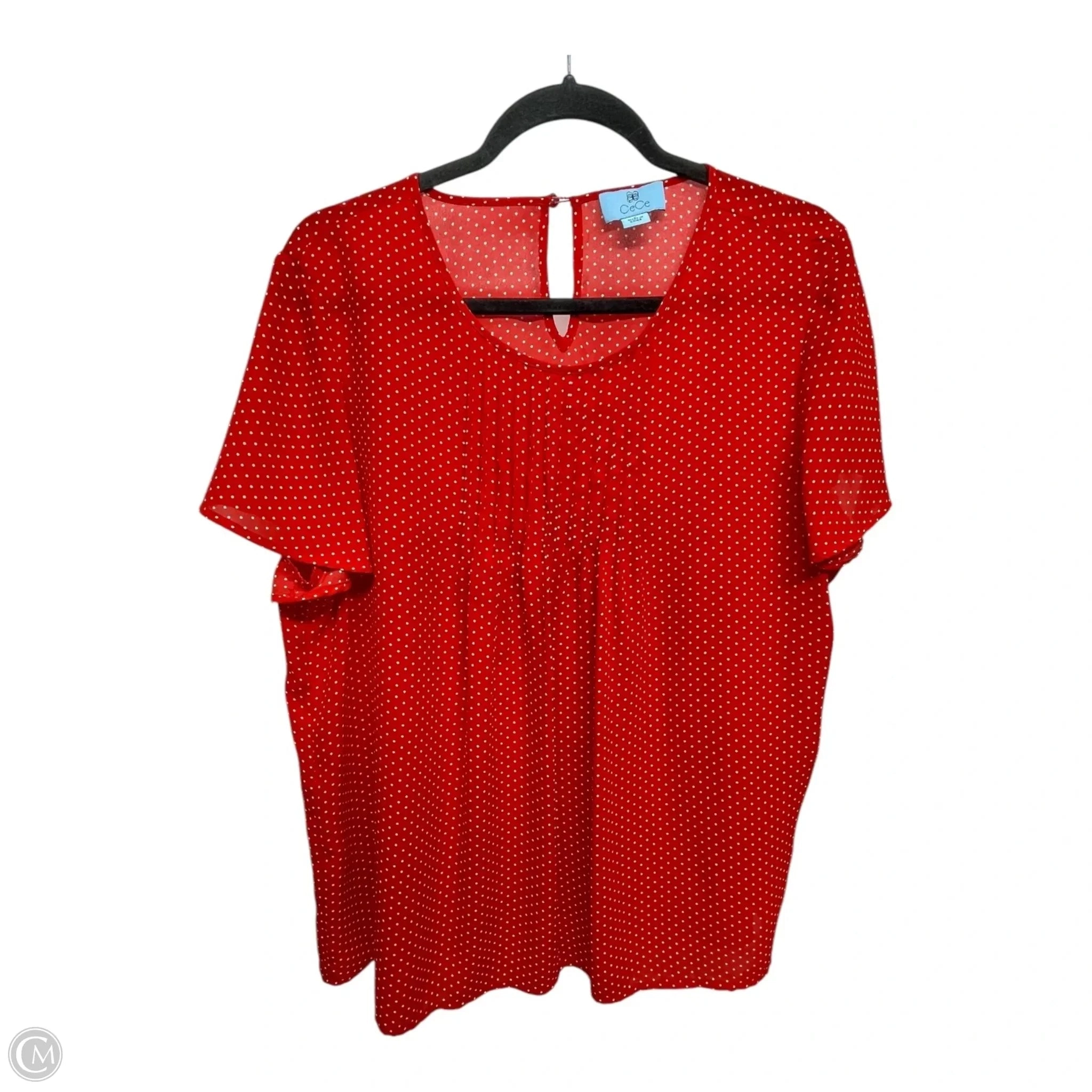 Top Short Sleeve By Cece In Polkadot Pattern, Size: L