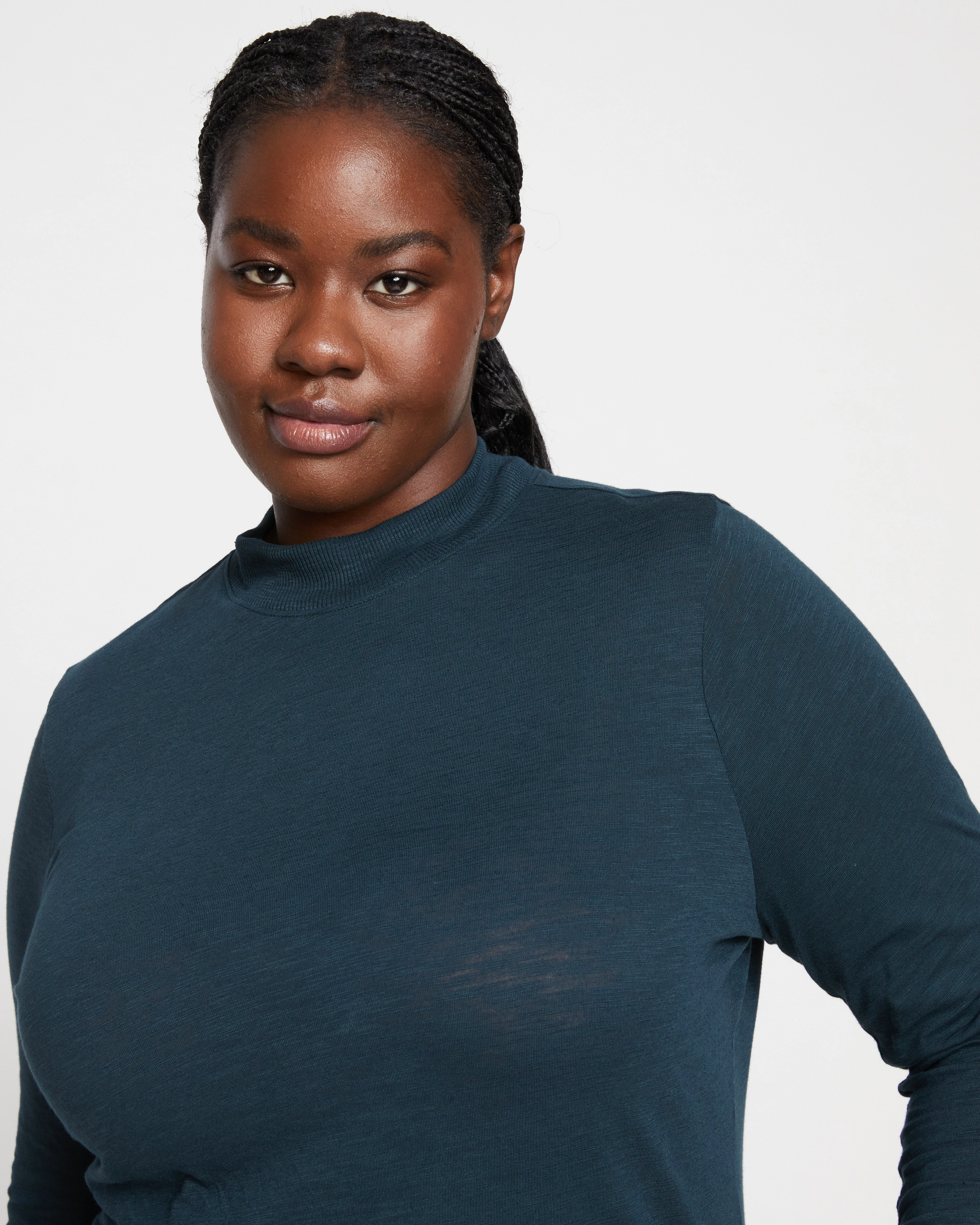 Tori Light-As-Air Mockneck Tee - Deep Sea