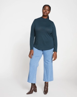 Tori Light-As-Air Mockneck Tee - Deep Sea