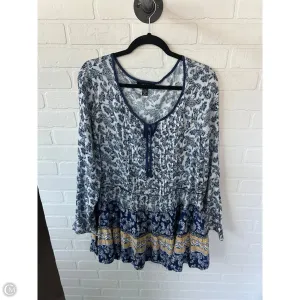 Tunic Long Sleeve By Style And Company In Blue & Yellow, Size: Xl
