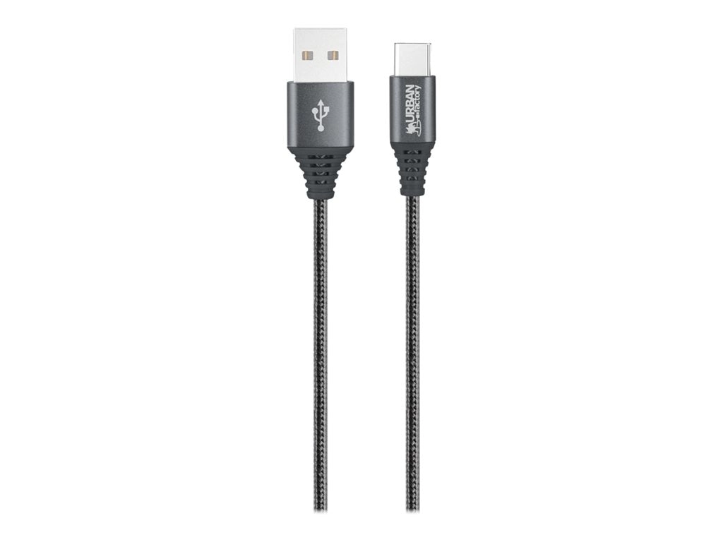 Urban Factory - USB cable - USB (M) to 24 pin USB-C (M) - USB 2.0 - 6.6 ft - sideral gray CID74UF