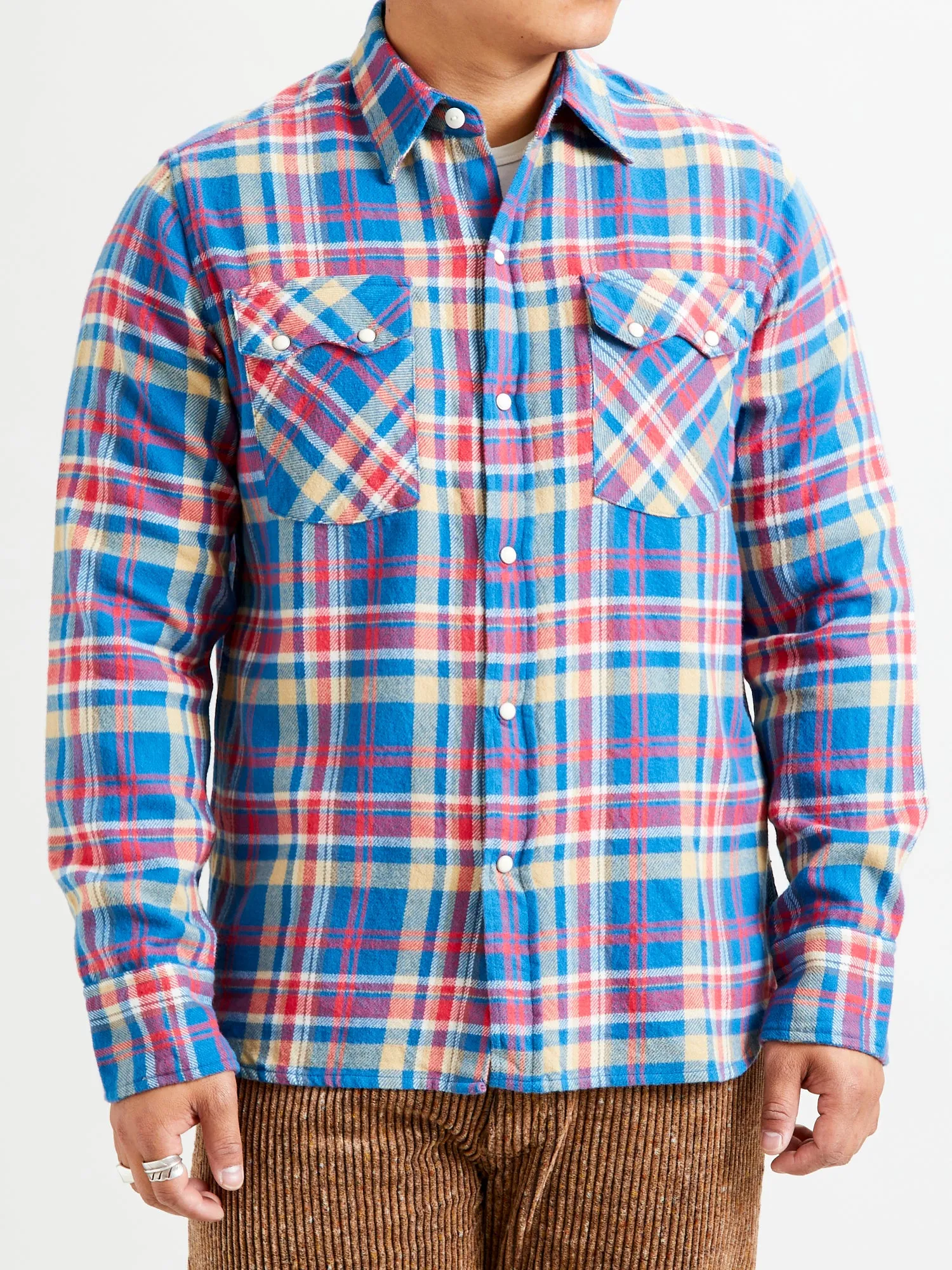 Washed Flannel Pearl Snap Shirt in Northwoods Plaids