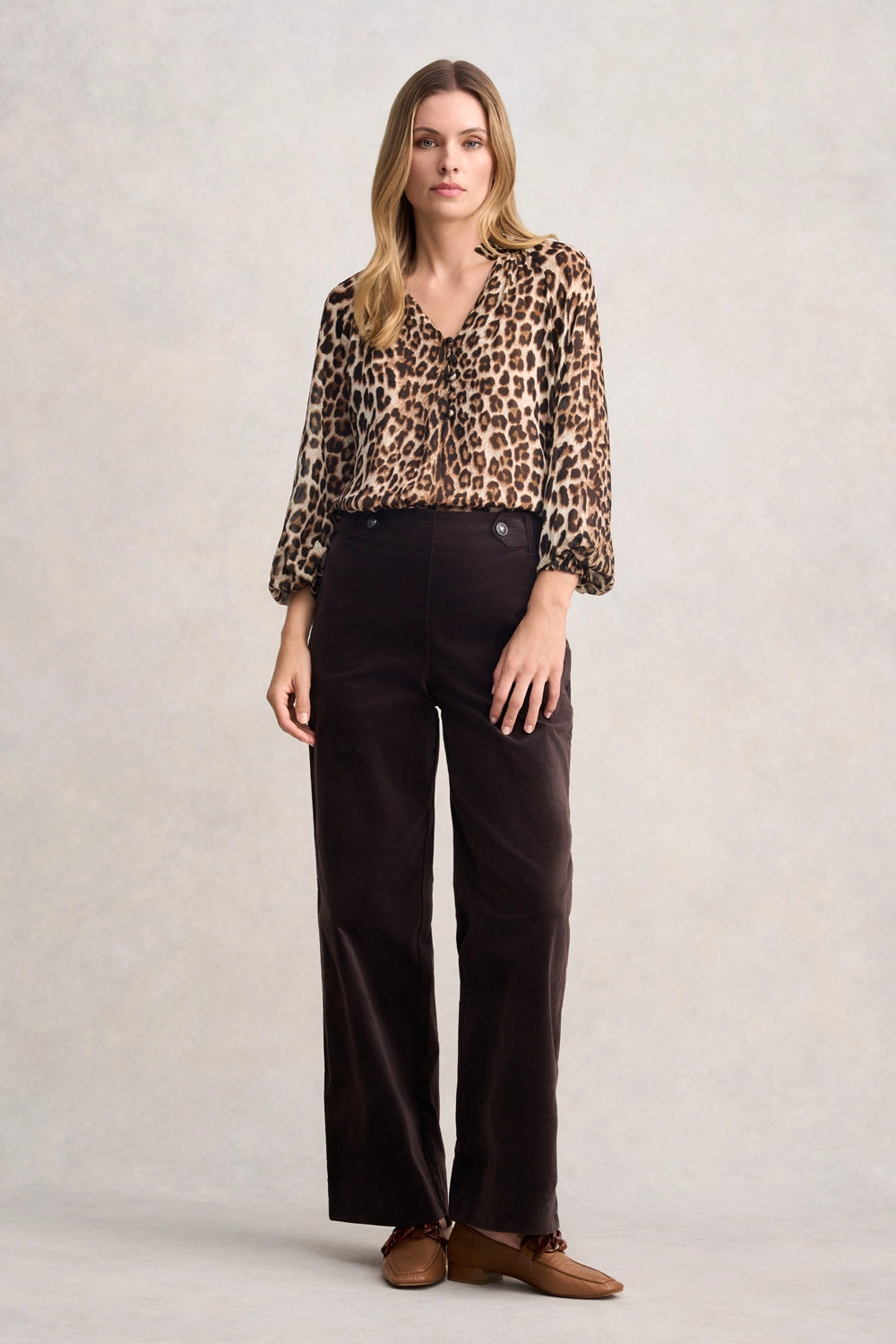 Wide Leg Velvet Pant - Chocolate