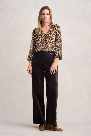 Wide Leg Velvet Pant - Chocolate