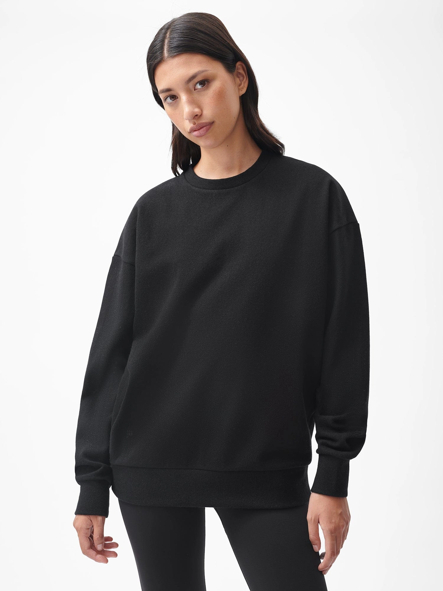 Womens Recycled Wool Jersey Oversized Sweater—black