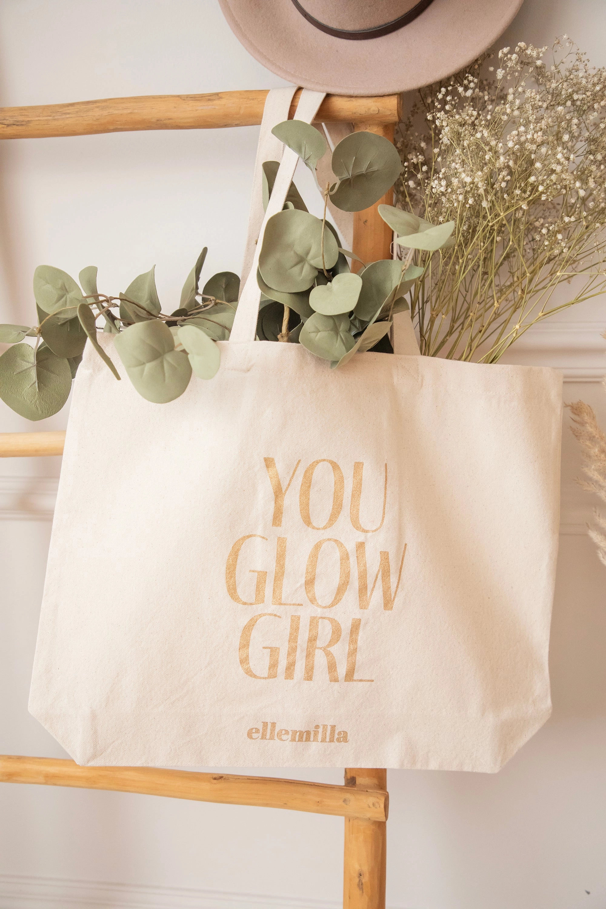 You Glow Girl Beige/Gold - Canvas Tas