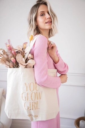 You Glow Girl Beige/Gold - Canvas Tas