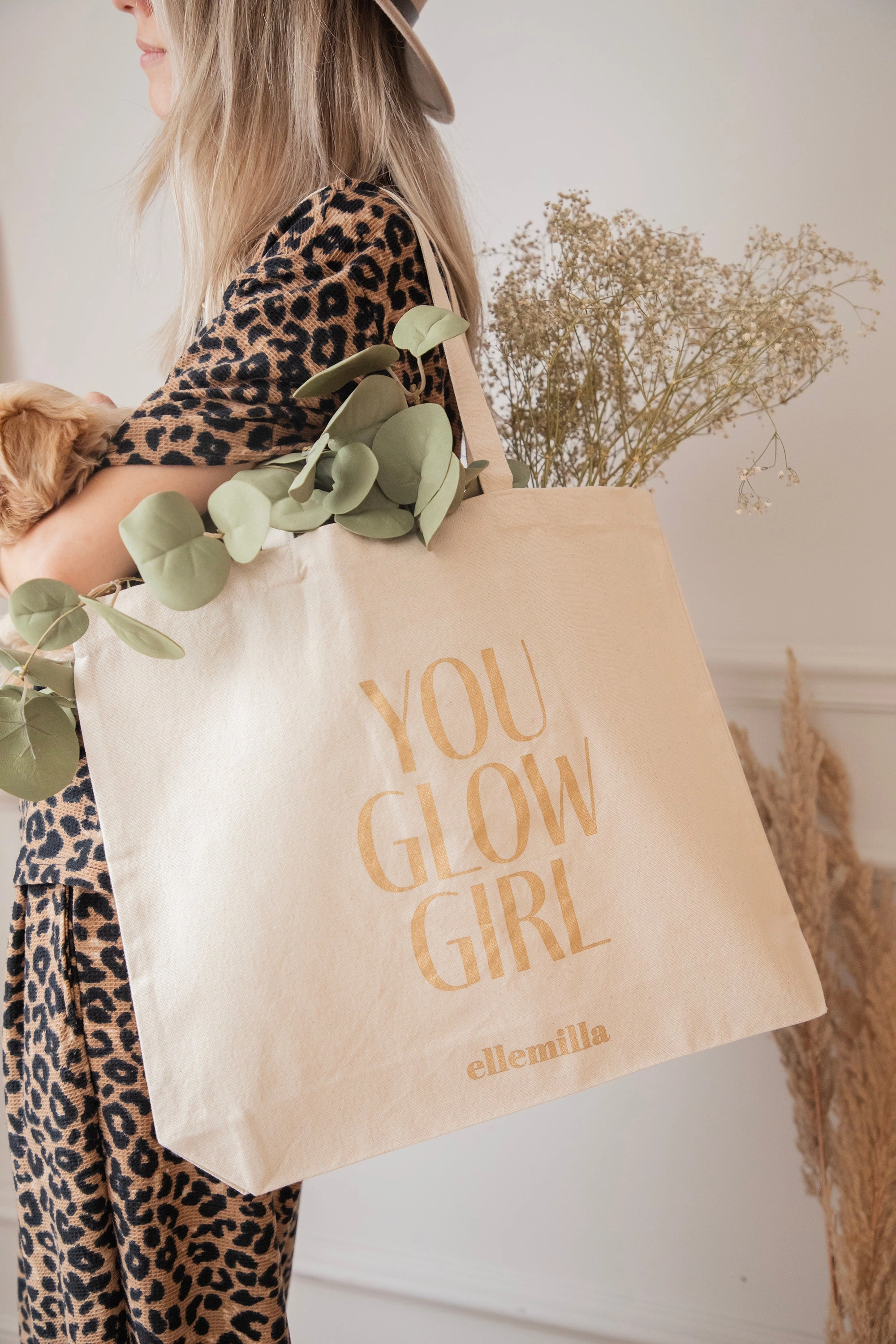 You Glow Girl Beige/Gold - Canvas Tas