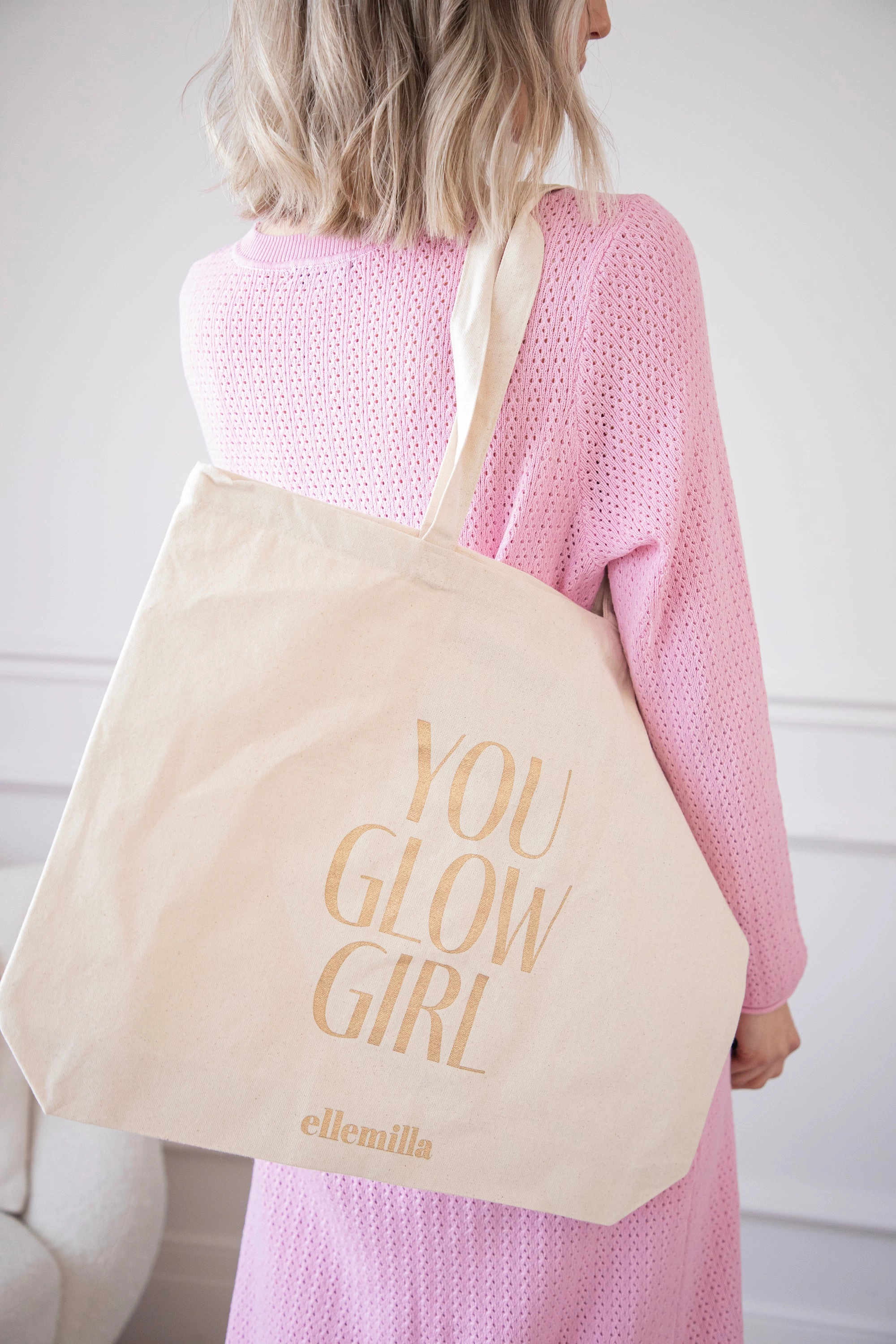 You Glow Girl Beige/Gold - Canvas Tas