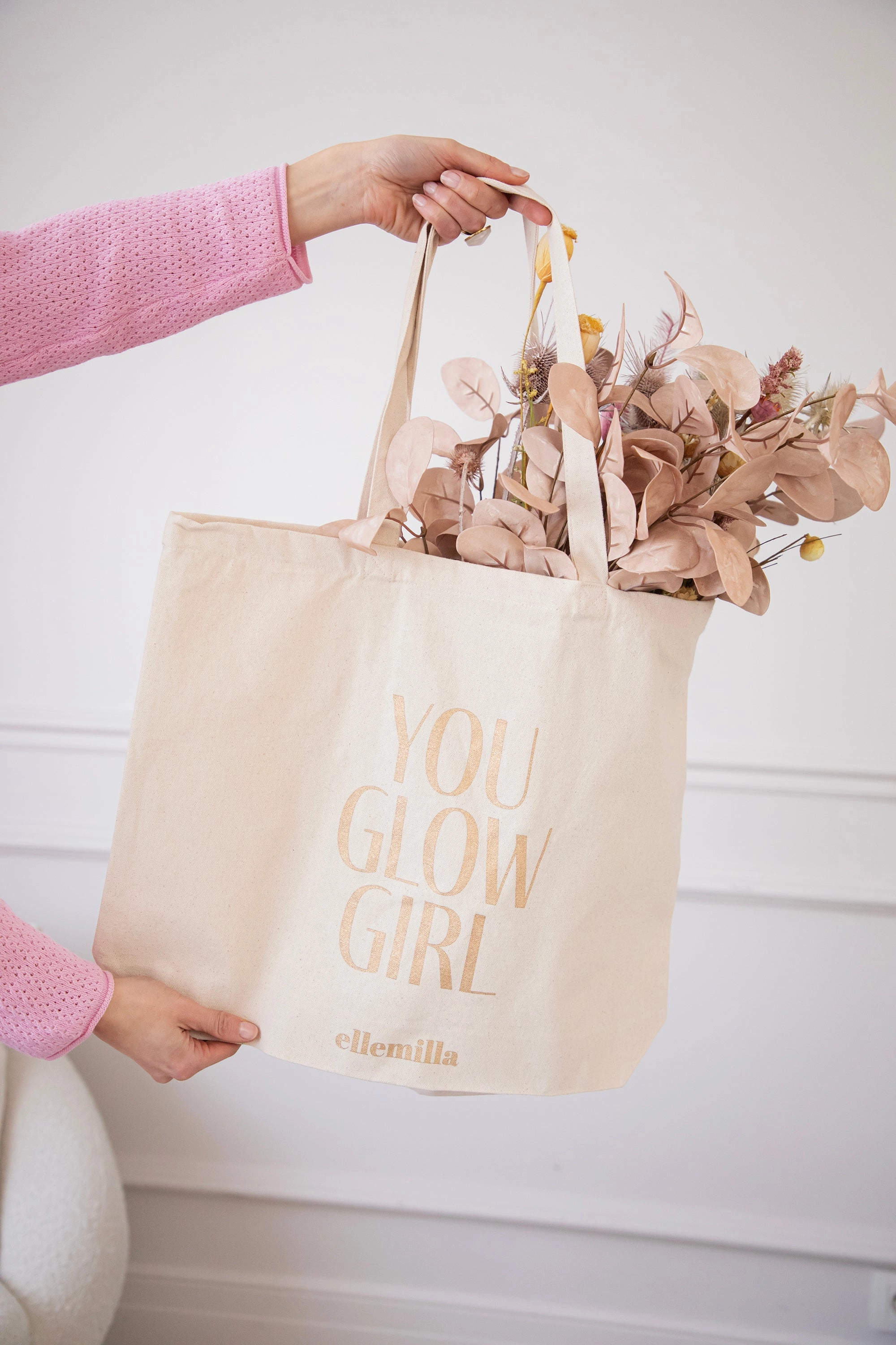 You Glow Girl Beige/Gold - Canvas Tas