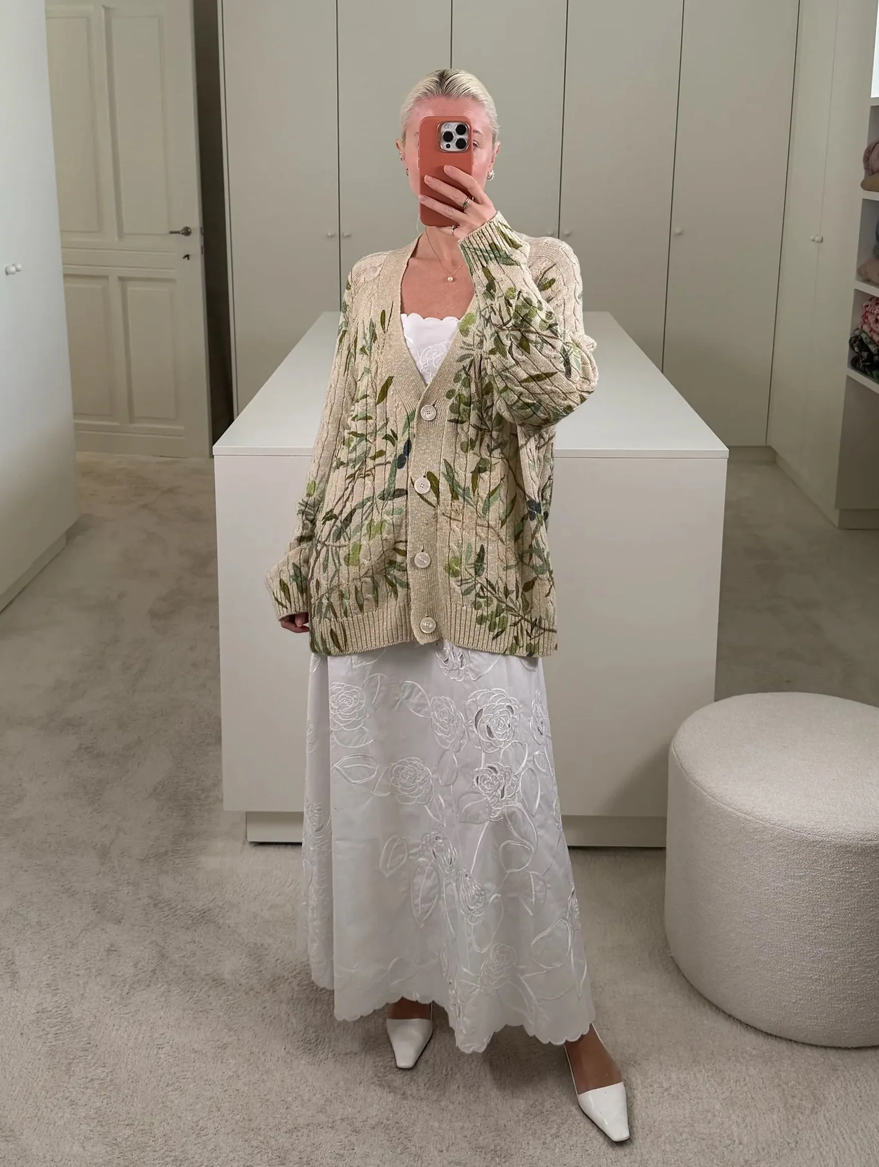 Zuri Cable Knit Cardigan in Butter/Olive Tree